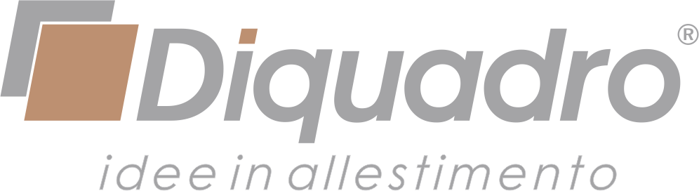 L' immagine raffigura il logo Diquadro ditta allestitrice che si occupa di allestimento stand e allestimenti fieristici per fiera sana bologna
