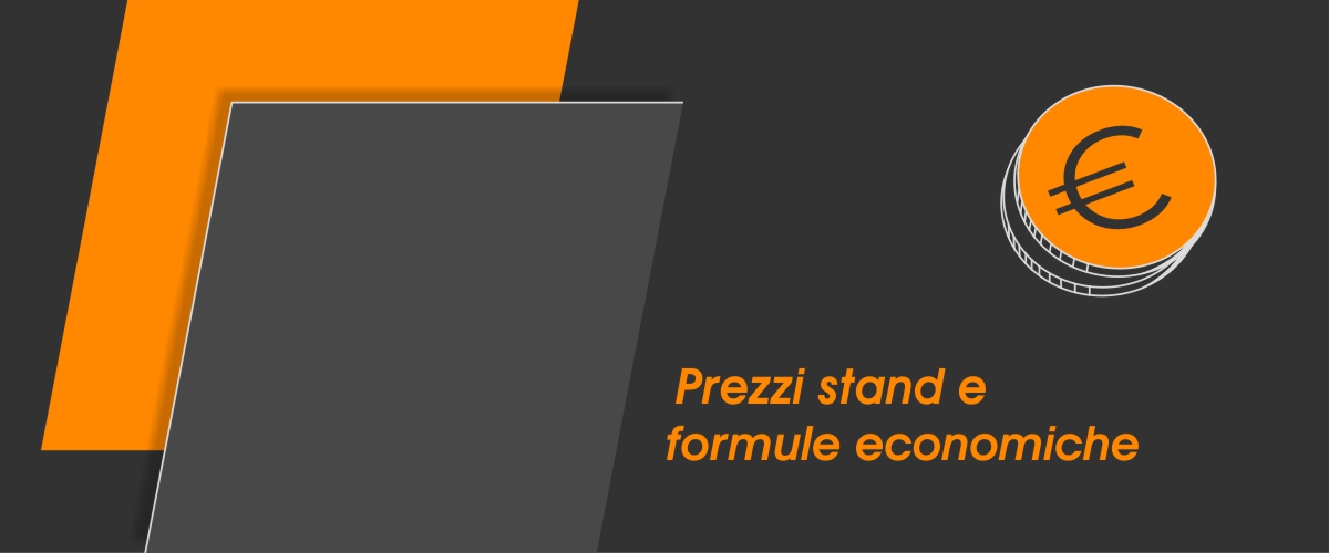 L'immagine illustra, un esempio di allestimento stand fieristico ed i relativi prezzi per noleggio, noleggio lungo termine, affitto, acquisto, vendita offerti da Diquadro ai propri clienti che desiderano noleggiare, noleggiare a lungo termine, affittare, acquistare, vendere i propri stand per fiere
